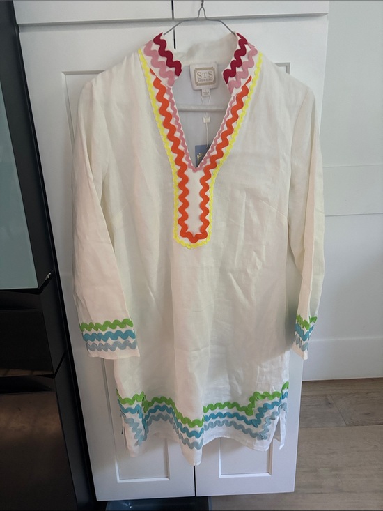 Sail to Sable Dresses & Skirts - White Tunic with Multicolor Rickrack Trim